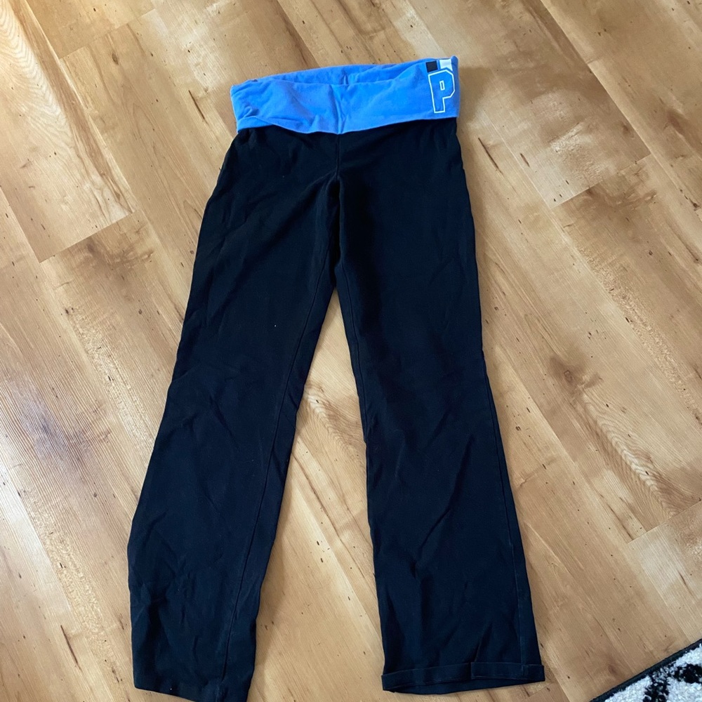 Pink yoga pants with flare leg